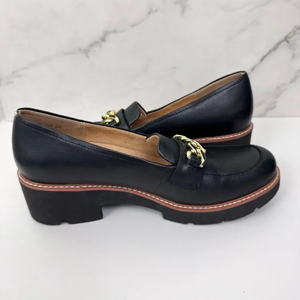 Naturalizer Womens Desi Loafer Shoe Size 9.5 Cushioned Leather Lug Black